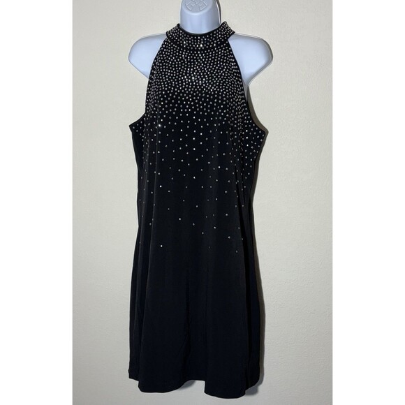 Womens Dress 14 Black w Silver‎ studs Embellished Jax Lined Chocker Coller Goth - Picture 1 of 6